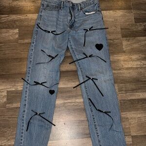 GAP Blue Jeans with Custom Black Details